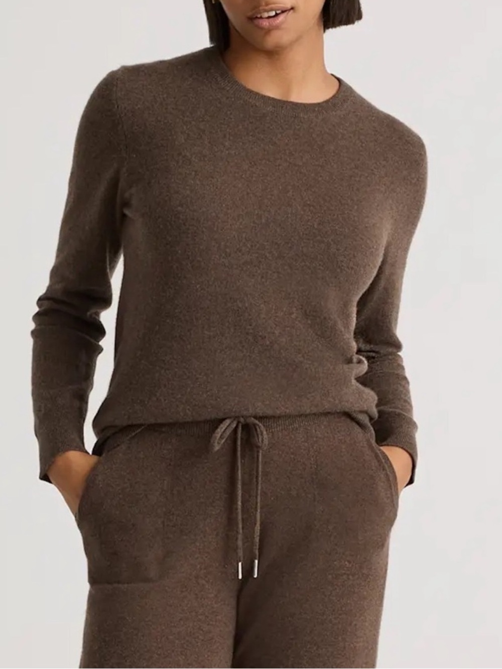 Quince 100% Mongolian Cashmere Crewneck Sweater Brown Size L